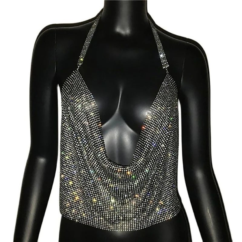 Festival Rhinestone Backless Crop Top - Glitter Party Tank | EverHype 2026 - EverHype