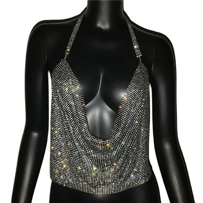 Festival Rhinestone Backless Crop Top - Glitter Party Tank | EverHype 2026 - EverHype