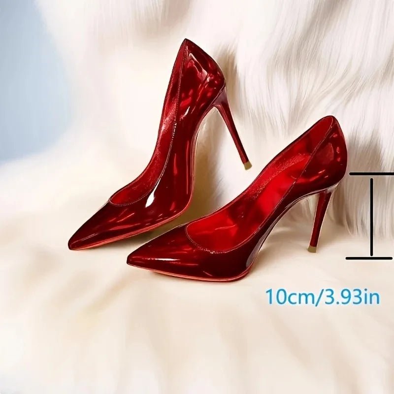 High Heels 2025 New Temperament Stiletto Rhinestone Red Sole Pointed Toe Wedding Shoes - EverHype