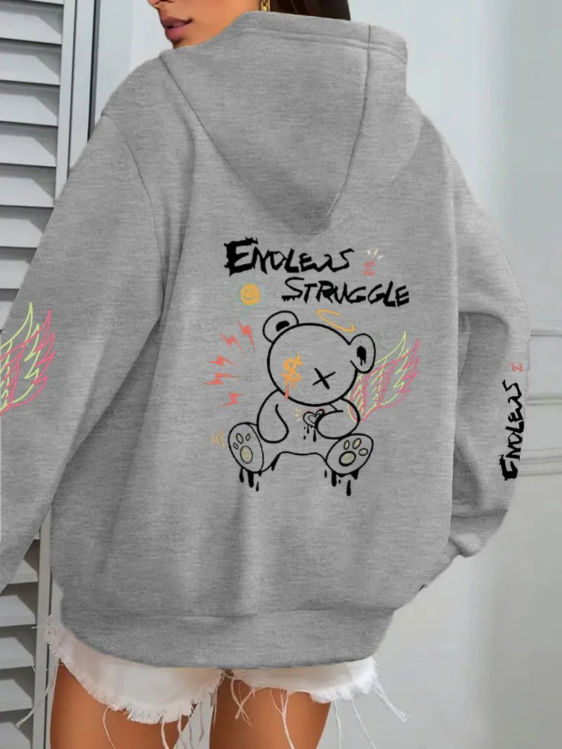 Plus Size 1XL - 4XL Women's Printed Hoodie Extra Large Hoody Fashion Loose Clothing Comfortable Sweatshirt Women's - EverHype