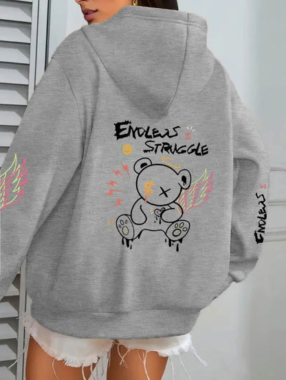 Plus Size 1XL - 4XL Women's Printed Hoodie Extra Large Hoody Fashion Loose Clothing Comfortable Sweatshirt Women's - EverHype