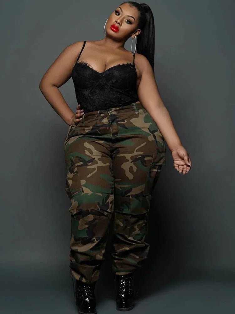 Plus Size Camo Cargo Pants - Women's Casual Loose Joggers | Streetwear Fashion - EverHype