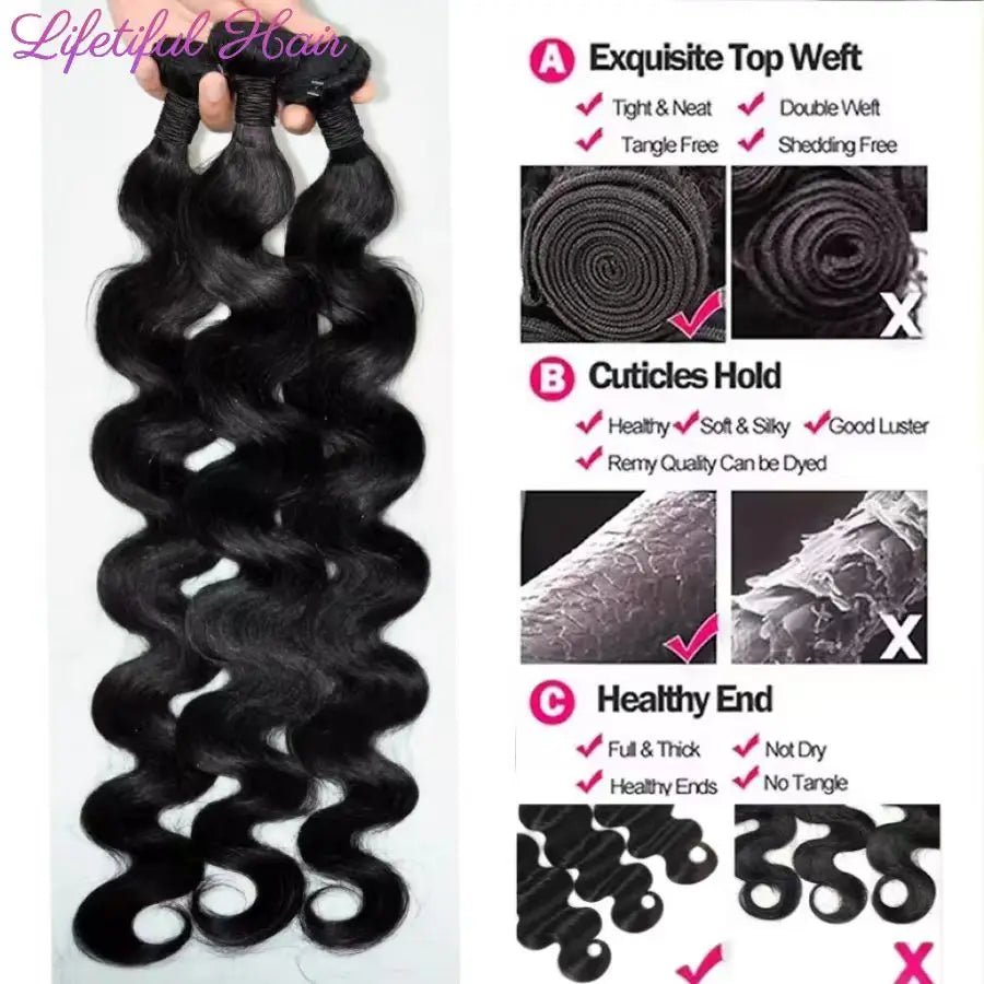 Body Wave Human Hair Bundles 28 30 32 Inch Bundles 100% Human Hair Extensions For Women Brazilian Weave Bundles Fast Shipping - EverHype
