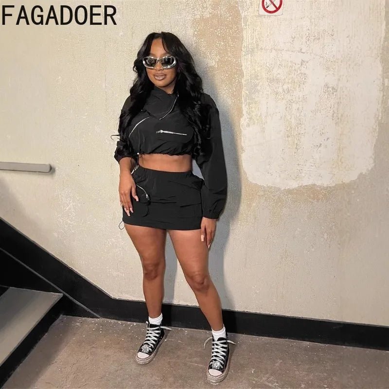 Women's 2 - Piece Skirt Set - Zip Jacket & Bodycon Skirt Outfit | Summer Fashion - EverHype