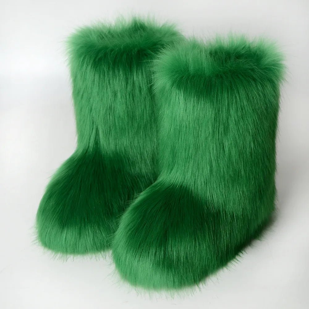 Winter Fluffy Faux Fox Fur Boots - Luxury Warm Snow Boots - EverHype