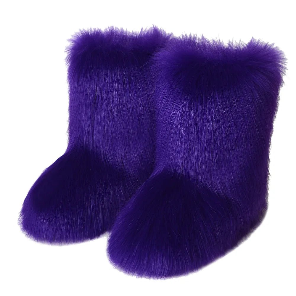 Winter Fluffy Faux Fox Fur Boots - Luxury Warm Snow Boots - EverHype