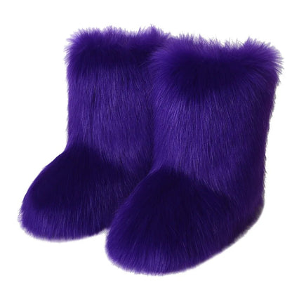 Winter Fluffy Faux Fox Fur Boots - Luxury Warm Snow Boots - EverHype