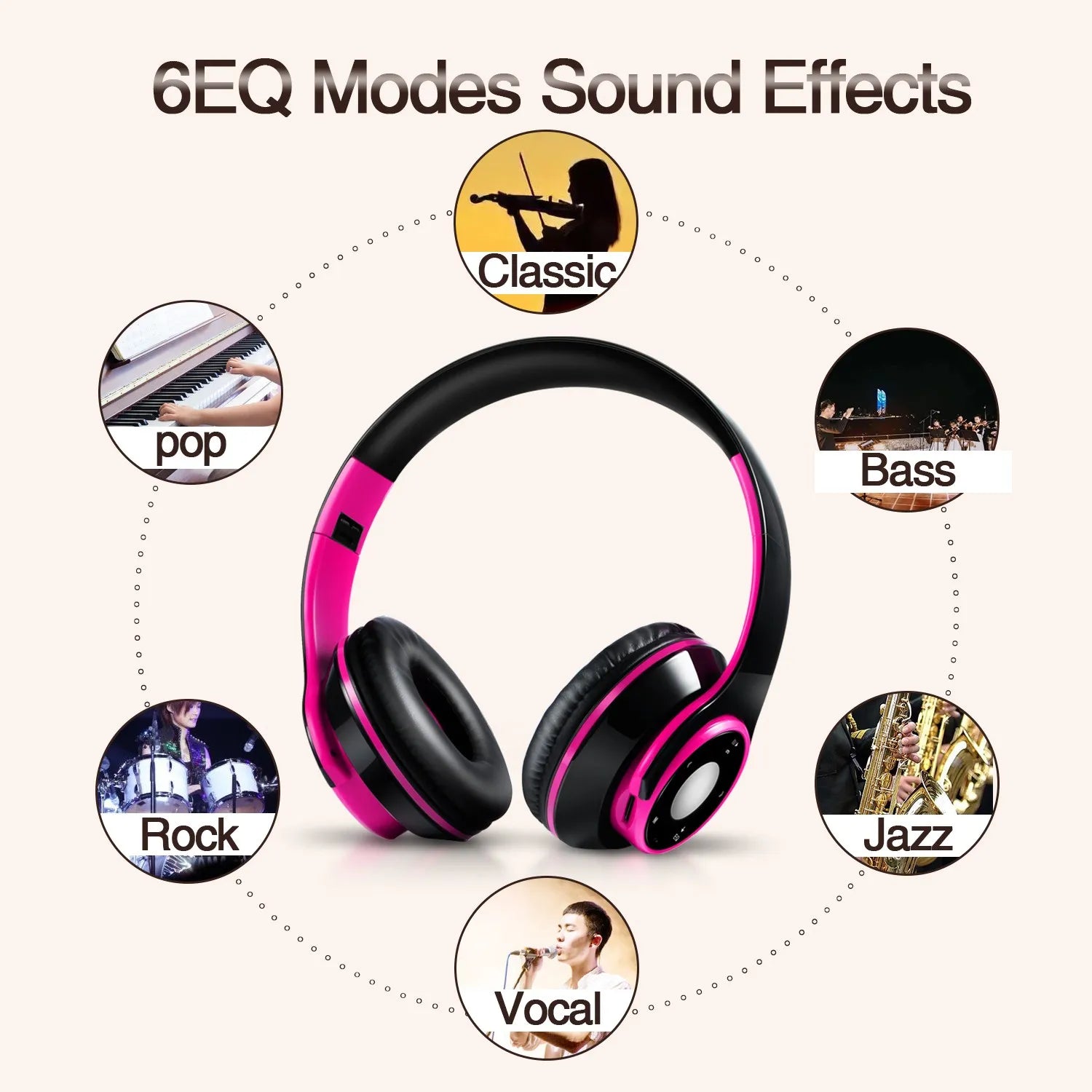 Best Colorful Earphones Wireless Bluetooth 5.3 Headsets Built - in Mp3 Player Foldable Sport Headphones Stereo Sound For Cellphone - EverHype