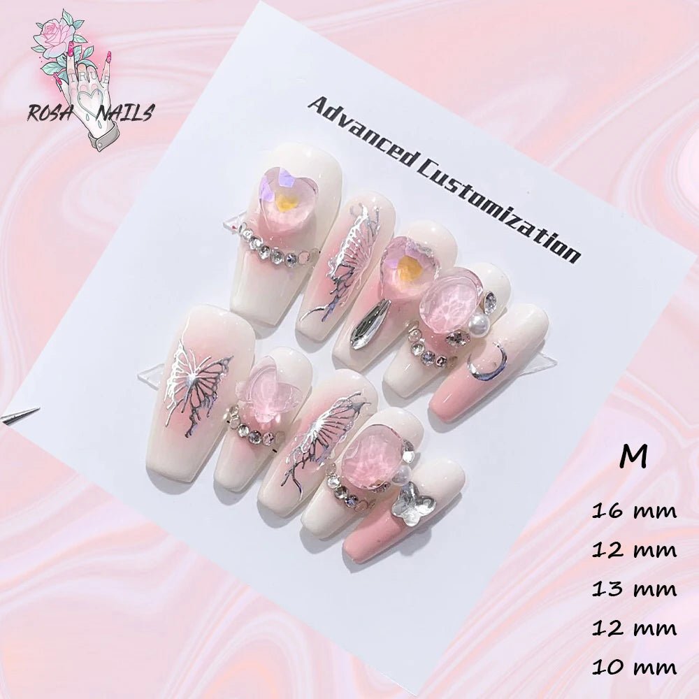 Fake Nails y2k Rainbow Discoloration Effect Handmade Tips Shine Chameleon Flakes Hologram Mirror Manicure Gothic Press on Nails - EverHype