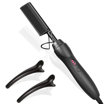 Pink Hot Comb - Electric Hair Straightening Iron for Wet & Dry Hair - EverHype