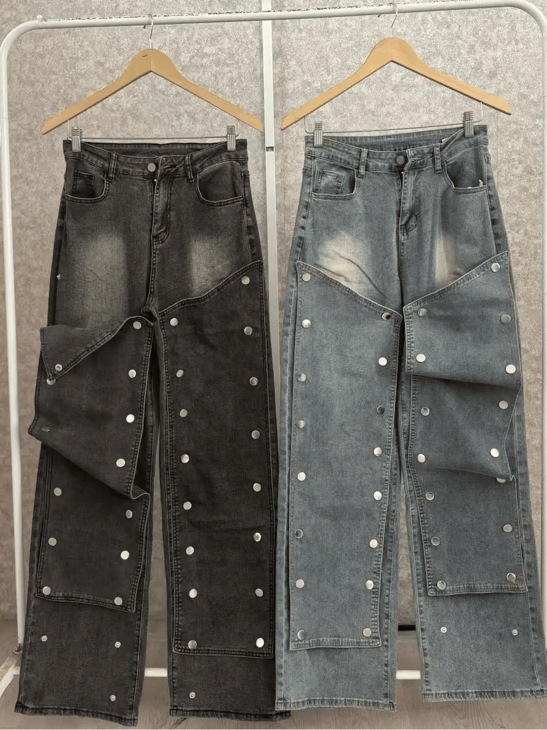 Button Cutout Cargo Wide Leg Jeans - Streetwear Denim Pants | EverHype 2026 - EverHype