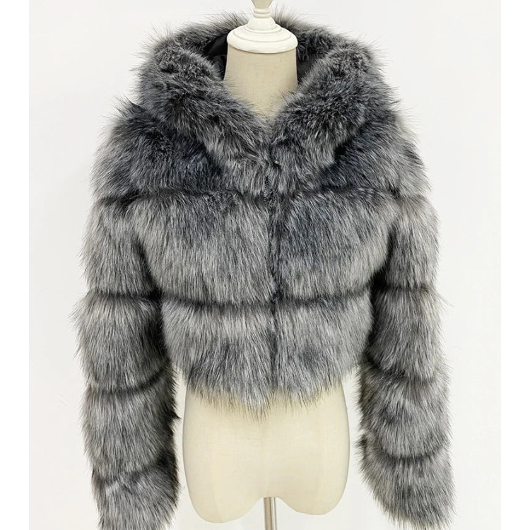 ZADORIN Hooded Short Faux Fur Coat - Sexy Furry Winter Jacket - EverHype