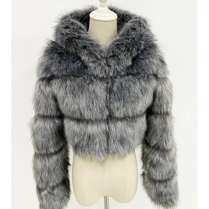 ZADORIN Hooded Short Faux Fur Coat - Sexy Furry Winter Jacket - EverHype