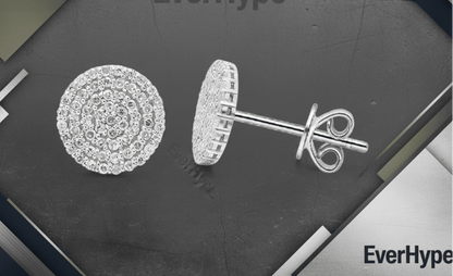 10K Gold Diamond Stud Earrings - Lab Grown Flower Setting for Women - EverHype