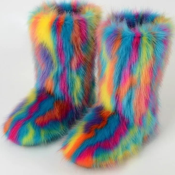 Winter Fluffy Faux Fox Fur Boots - Luxury Warm Snow Boots - EverHype