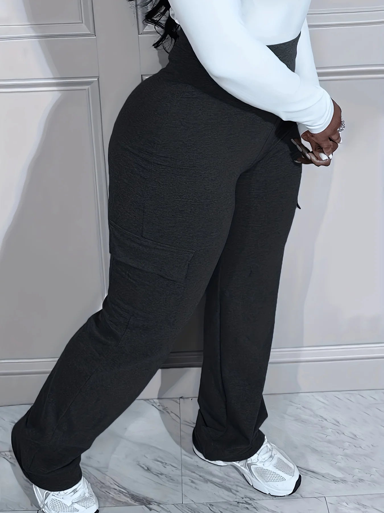Plus Size High Waist Pocket Pants for Women - EverHype
