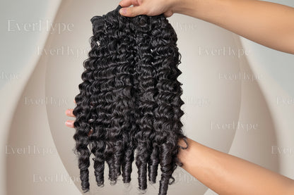 15A Burmese Curly Bundles Human Hair Raw Unprocessed Human Hair Extensions Super Double Drawn Vietnamese 1/3/4 Human Hair Bundle - EverHype