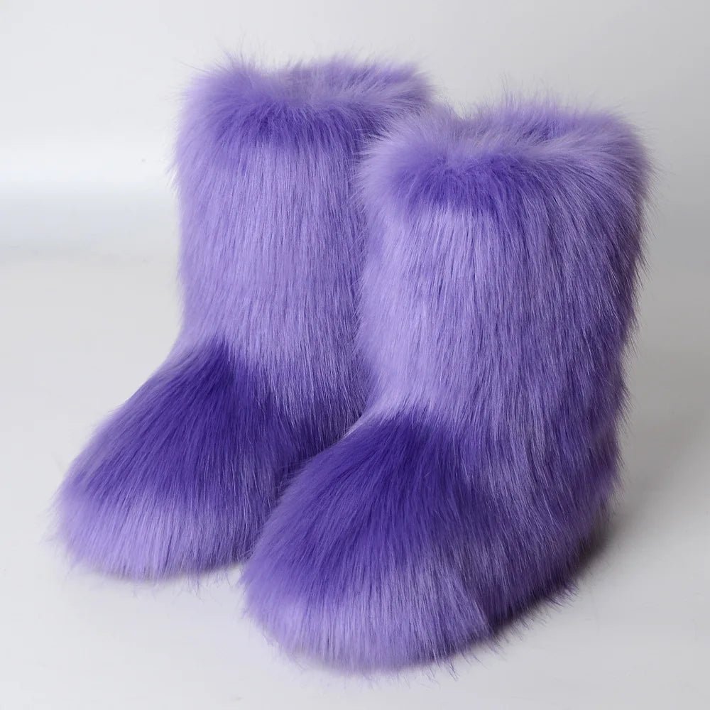 Winter Fluffy Faux Fox Fur Boots - Luxury Warm Snow Boots - EverHype