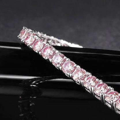 Pink Moissanite Bracelet - 925 Sterling Silver with GRA Certificate - EverHype