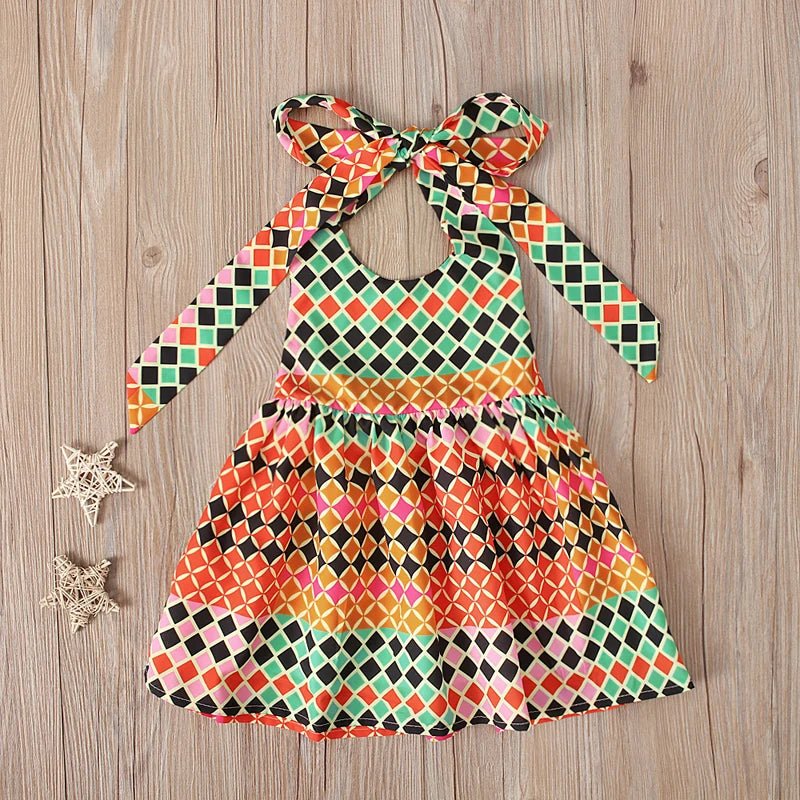 Girls Bohemian Summer Dress - African Print Sleeveless Backless Dress - EverHype