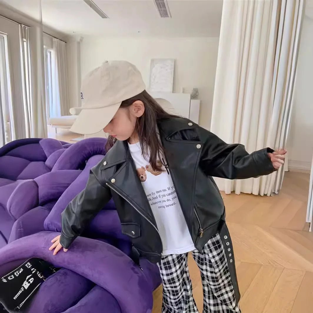 Girls Leather Jacket - Fashion PU Outerwear for Kids 2 - 8 Years - EverHype