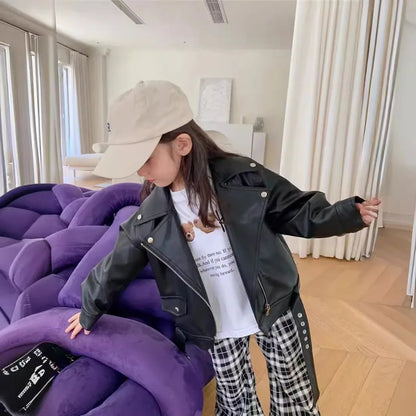 Girls Leather Jacket - Fashion PU Outerwear for Kids 2 - 8 Years - EverHype
