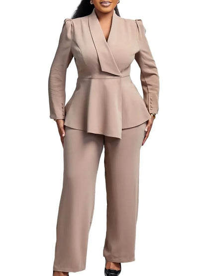 2 Piece Women Sets 2025 New Arrival Plus Size Spring Autumn Matching Sets Red Two Pieces Sets Top Pants Suits Outfits Clothing - EverHype