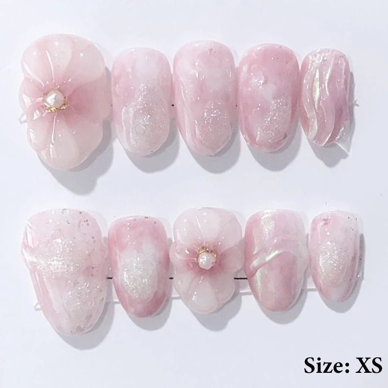 Summer Nails Shell 3D Jelly Spring Flowers Gel Nail Art Vacation Holiday Trendy Flower Almond French Tip Handmade Press on Nails - EverHype