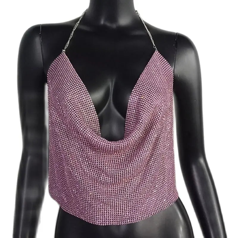 Festival Rhinestone Backless Crop Top - Glitter Party Tank | EverHype 2026 - EverHype