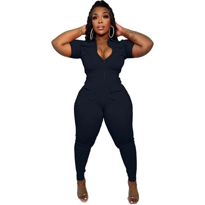 V - Neck Zipper Jumpsuit - Summer Romper with Pockets | EverHype 2026 - EverHype