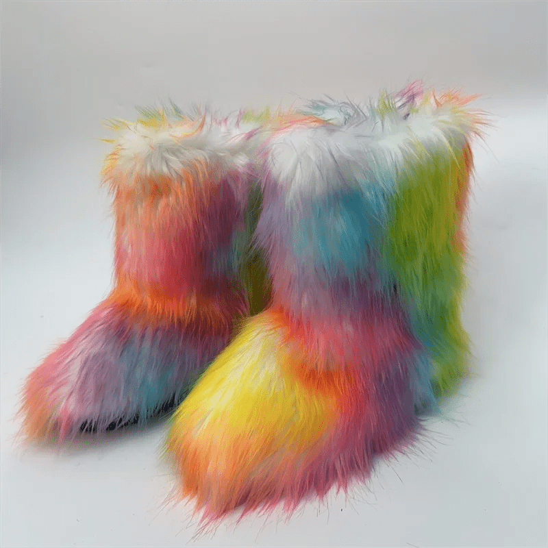 Winter Fluffy Faux Fox Fur Boots - Luxury Warm Snow Boots - EverHype