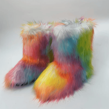 Winter Fluffy Faux Fox Fur Boots - Luxury Warm Snow Boots - EverHype
