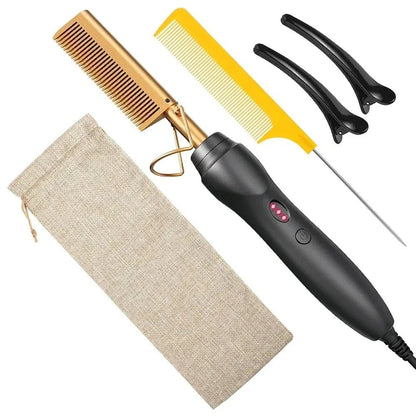 Pink Hot Comb - Electric Hair Straightening Iron for Wet & Dry Hair - EverHype