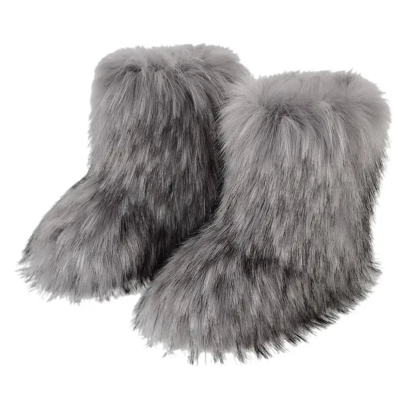 Winter Fluffy Faux Fox Fur Boots - Luxury Warm Snow Boots - EverHype