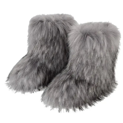 Winter Fluffy Faux Fox Fur Boots - Luxury Warm Snow Boots - EverHype