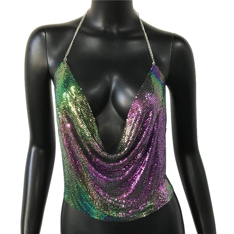 Festival Rhinestone Backless Crop Top - Glitter Party Tank | EverHype 2026 - EverHype