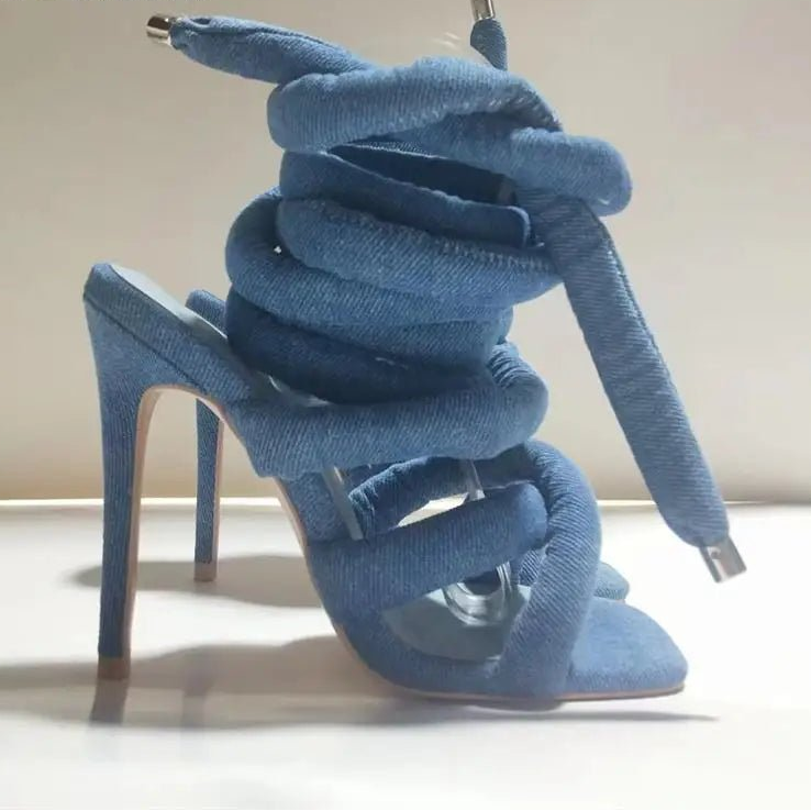 Runway Snake Strap Long Shoes Women's Sandals Summer 2025 Sexy Stiletto Heel Stripper Shoes Star Style Slingback Heeled Sandals - EverHype