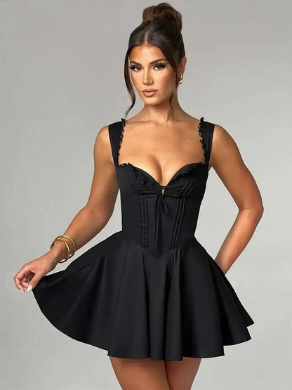 Avrilyaan Bandage V Neck Sexy A - line Dress Women 2024 Elegant Evening Party Dress Backless Bodycon Mini Summer Dress Vestidos - EverHype