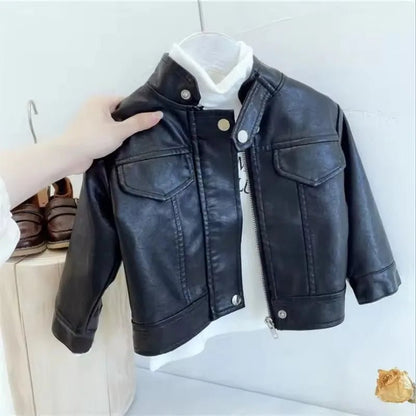 Boys Leather Jacket - Classic PU Outerwear for Kids 2 - 8 Years - EverHype