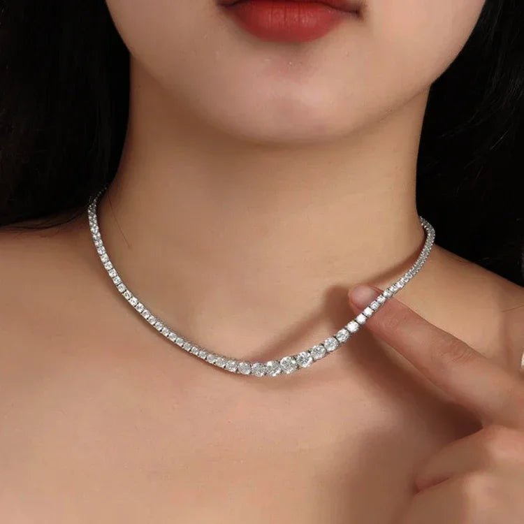 Moissanite Tennis Necklace - 925 Sterling Silver with Certificate - EverHype