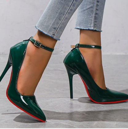 Aphixta Orange New Luxury Crystals Buckle Pimp Super High 12cm Stiletto heels Pumps Women Shoes Pointed Toe Colorful Party Pumps - EverHype