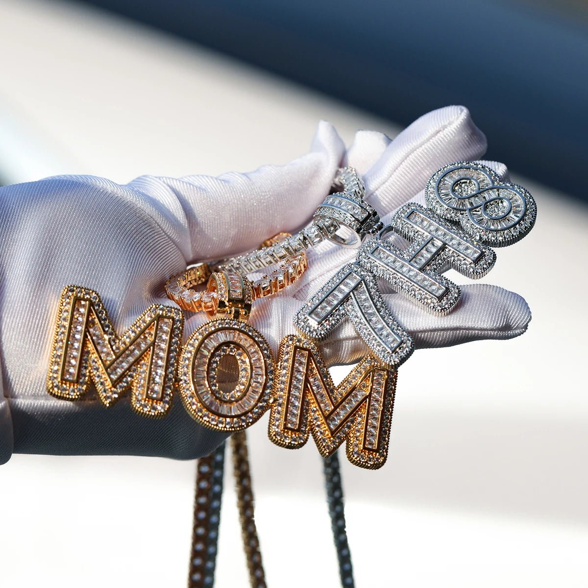 Custom Name Necklace - Personalized Baguette Pendant Gold Plated for Men - EverHype