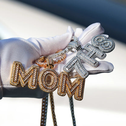 Custom Name Necklace - Personalized Baguette Pendant Gold Plated for Men - EverHype