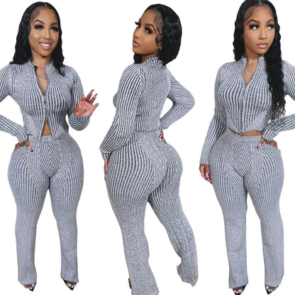 Knit Crop Top & Flare Pants Set - Casual 2 - Piece Outfit | EverHype 2026 - EverHype