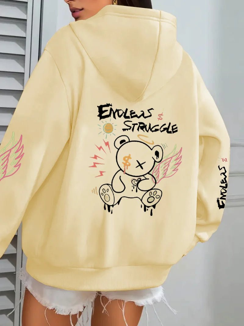 Plus Size 1XL - 4XL Women's Printed Hoodie Extra Large Hoody Fashion Loose Clothing Comfortable Sweatshirt Women's - EverHype