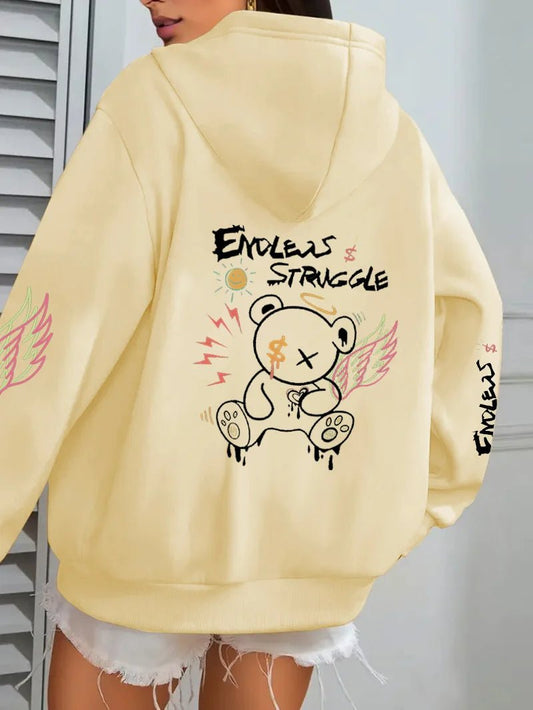 Plus Size 1XL - 4XL Women's Printed Hoodie Extra Large Hoody Fashion Loose Clothing Comfortable Sweatshirt Women's - EverHype