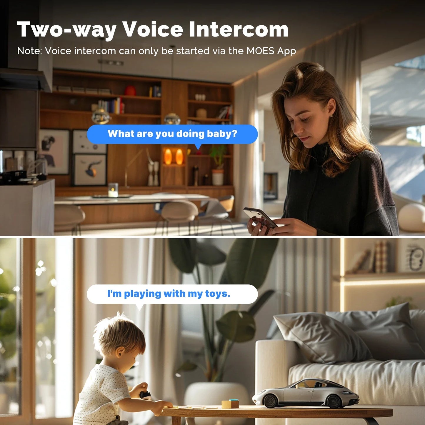 Moes Tuya WiFi Indoor Smart Camera 8MP Dual Screen Lens 2.4G/5G Infrared Night Vision Motion Detection Auto Track Two - Way Audio - EverHype