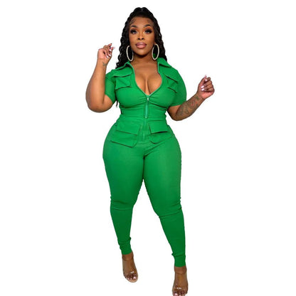 V - Neck Zipper Jumpsuit - Summer Romper with Pockets | EverHype 2026 - EverHype