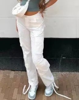 Y2K Cargo Jeans - Women's Denim Pants with Pockets | Straight Leg Streetwear - EverHype