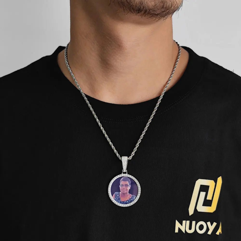 Custom Photo Pendant Necklace - VVS Moissanite 925 Silver Picture Frame - EverHype
